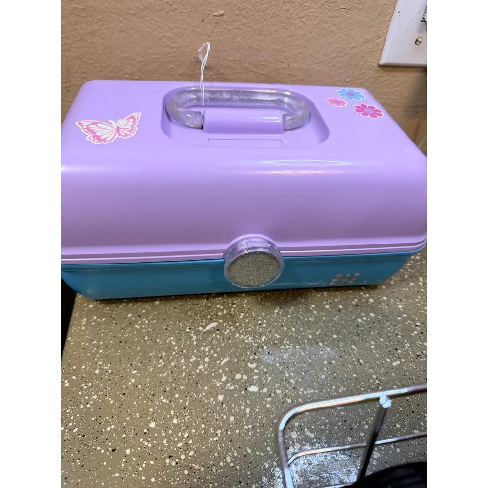 Caboodles On-The-Go Girl‎ Makeup Case Purple Blue Vintage 90s Retro Organizer